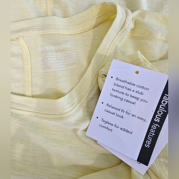 Westbound Women's Sunny Yellow Short Sleeve Cotton T-Shirt Size XL NWT - Picture 3 of 5